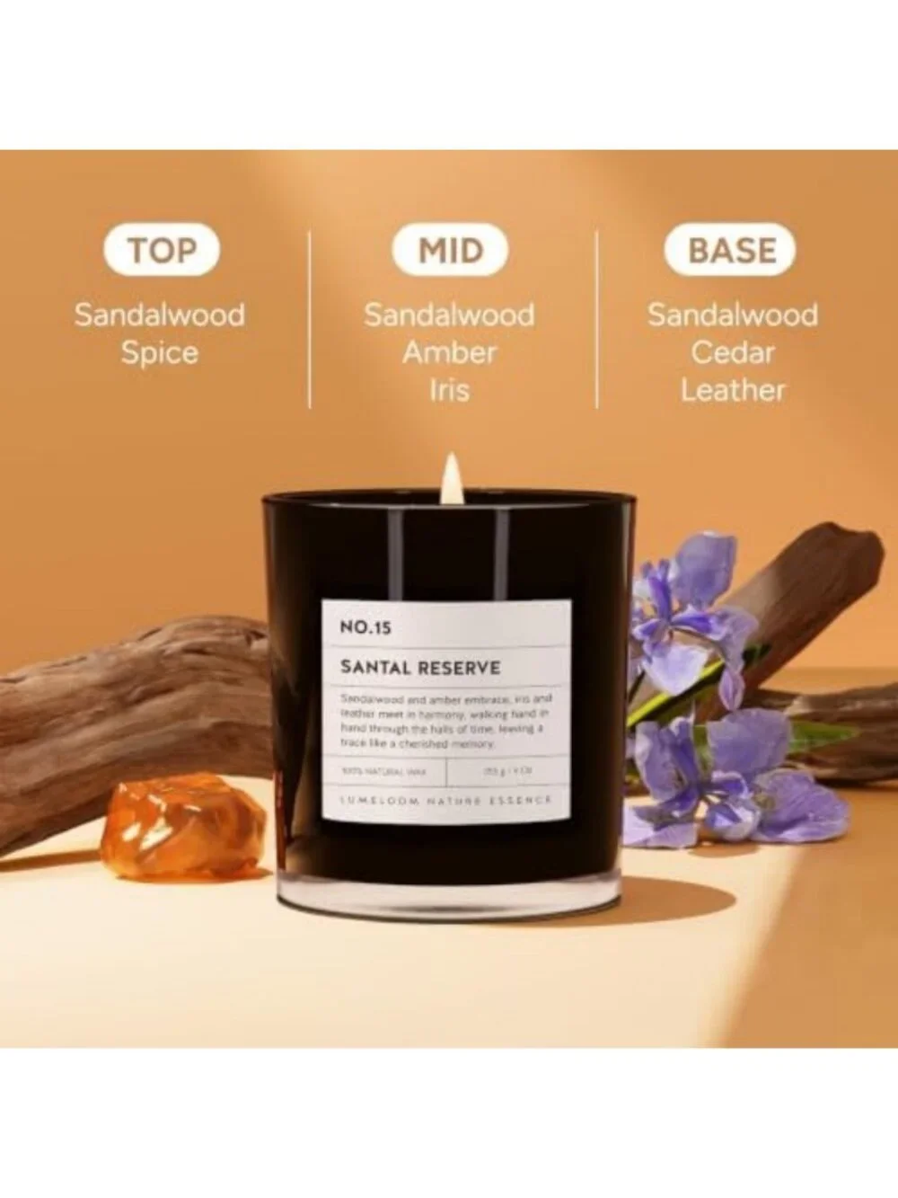 9oz Soy Wax Scented Candle - Santal Reserve Aroma for Home Decor & Relaxation
